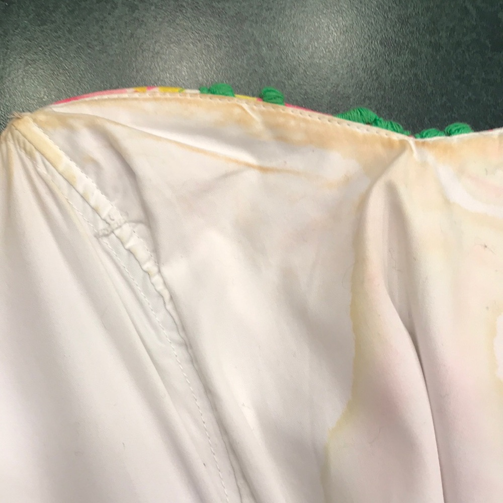 Lilly Pulitzer White Strapless Dress with Pink Floral Print & Green Trim - Picture 2 of 3